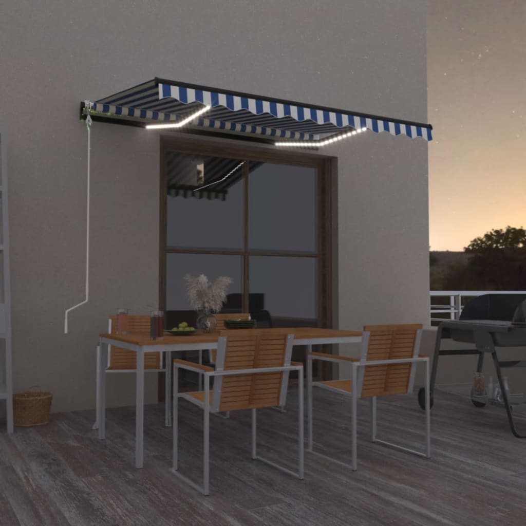 vidaXL Τέντα Αυτόματη με LED & Αισθητήρα Ανέμου Μπλε/Λευκό 400x300 εκ. vidaXL Τέντα Αυτόματη με LED & Αισθητήρα Ανέμου Μπλε/Λευκό 400x300 εκ.