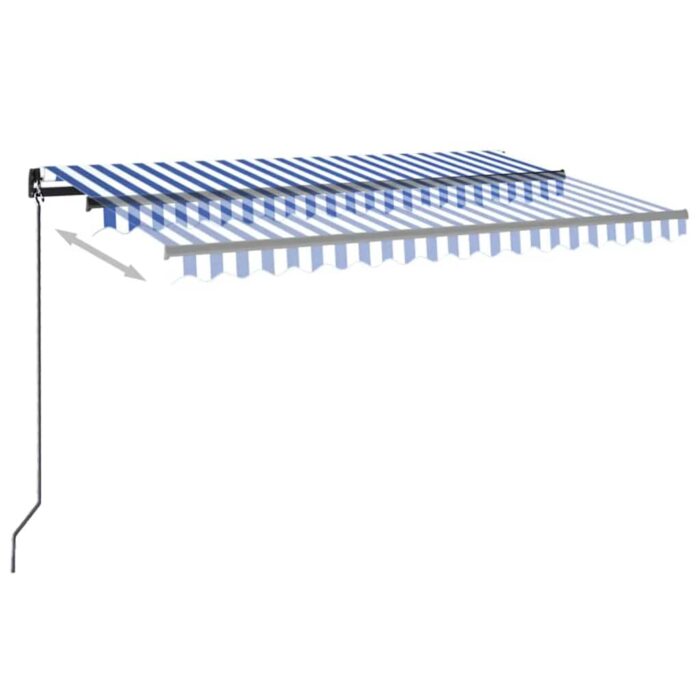 Τέντα Συρόμενη Χειροκίνητη με LED Μπλε / Λευκό 450 x 300 εκ. - Image 3