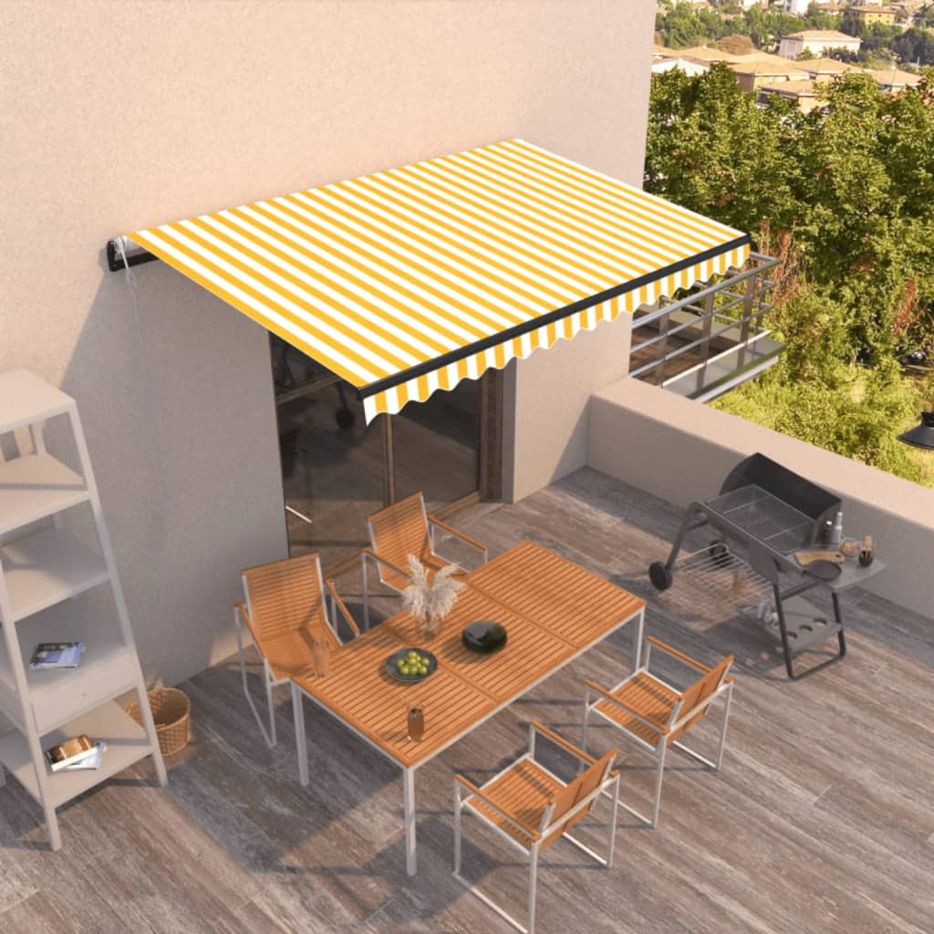vidaXL Τέντα Συρόμενη Αυτόματη Kίτρινο / Λευκό 450 x 300 εκ. vidaXL Τέντα Συρόμενη Αυτόματη Kίτρινο / Λευκό 450 x 300 εκ.