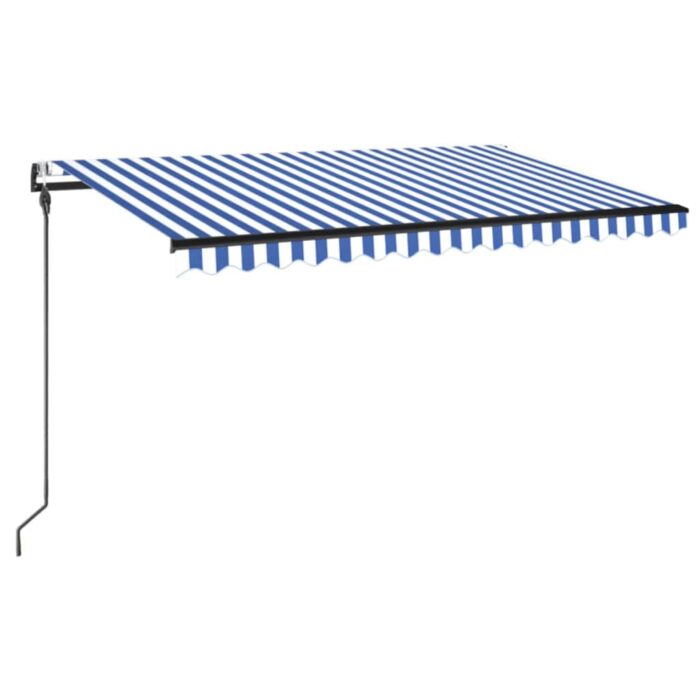 Τέντα Αυτόματη με LED & Αισθ. Ανέμου Μπλε / Λευκό 450 x 300 εκ. - Image 2