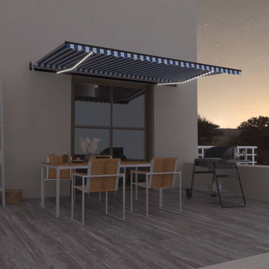 vidaXL Τέντα Αυτόματη με Αισθητήρα Ανέμου & LED Μπλε/Λευκό 500x300 εκ. vidaXL Τέντα Αυτόματη με Αισθητήρα Ανέμου & LED Μπλε/Λευκό 500x300 εκ.