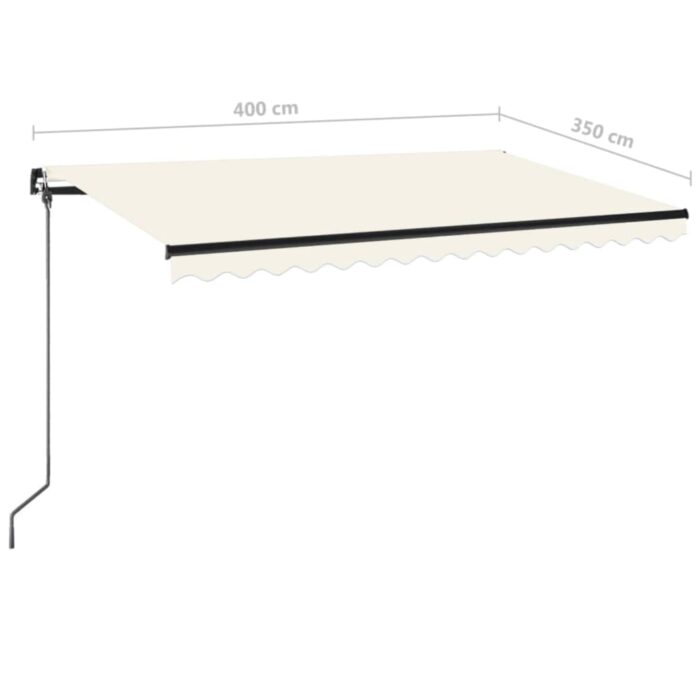 Τέντα Συρόμενη Χειροκίνητη με LED Κρεμ 400 x 350 εκ. - Image 7