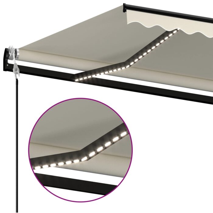 Τέντα Αυτόματη με LED & Αισθητήρα Ανέμου Κρεμ 400x350 εκ. - Image 5
