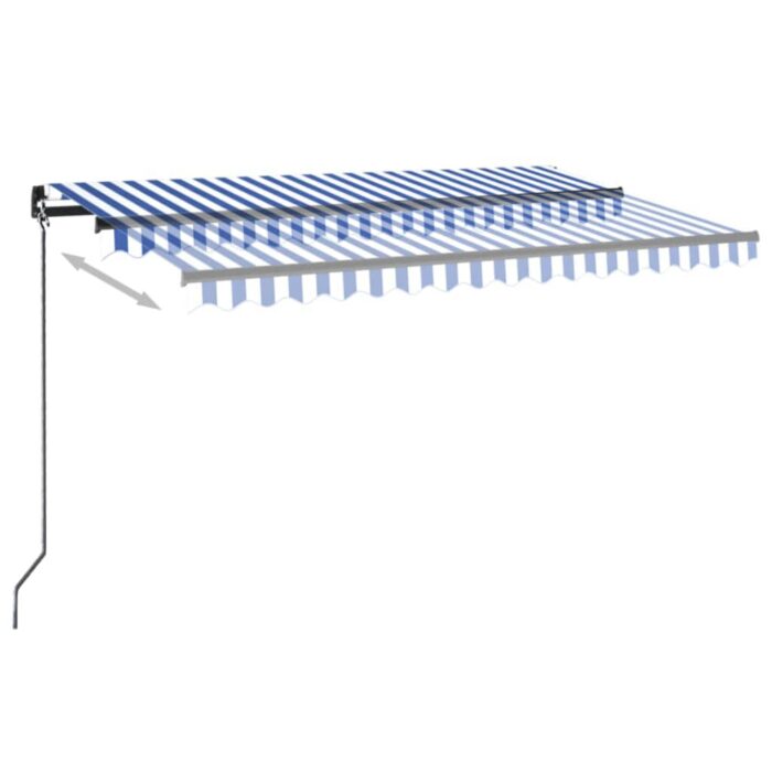 Τέντα Συρόμενη Χειροκίνητη με LED Μπλε / Λευκό 450 x 350 εκ. - Image 3