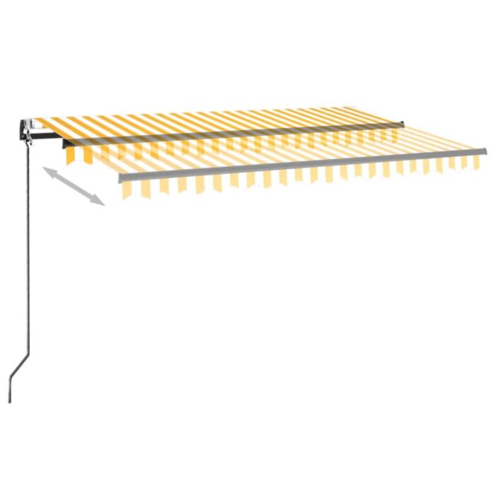 Τέντα Αυτόματη με LED & Αισθ. Ανέμου Κίτρινο/Λευκό 450x350 εκ. - Image 3