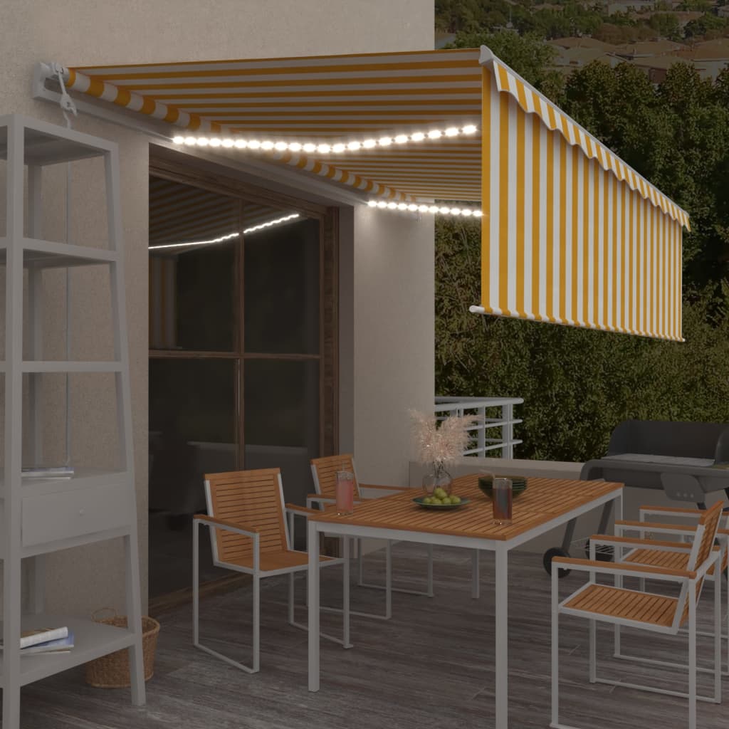 vidaXL Τέντα Αυτόματη με Σκίαστρο/LED/Αισθ. Ανέμου Κίτρ/Λευκό 5 x 3 μ. vidaXL Τέντα Αυτόματη με Σκίαστρο/LED/Αισθ. Ανέμου Κίτρ/Λευκό 5 x 3 μ.