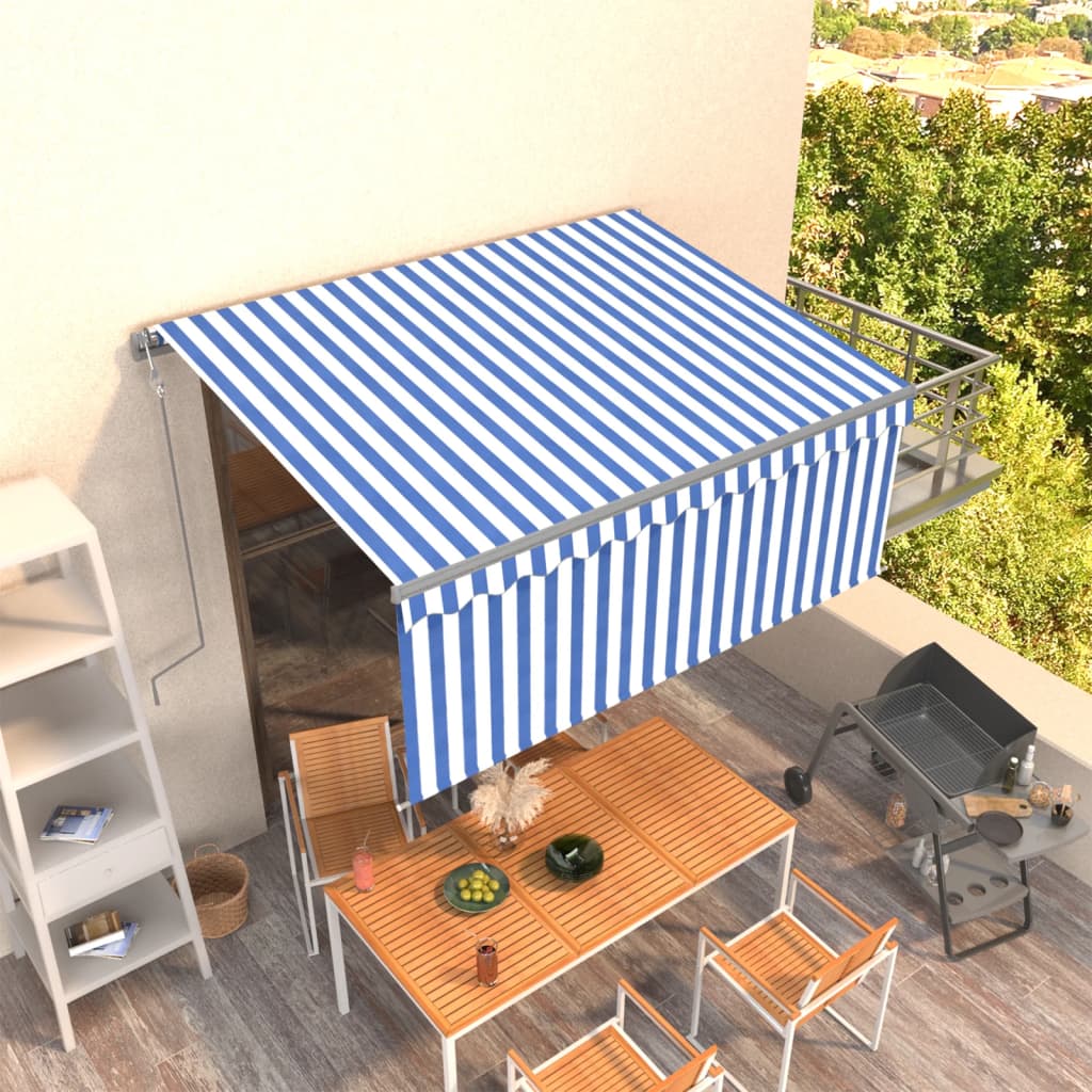 vidaXL Τέντα Συρόμενη Αυτόματη με Σκίαστρο Μπλε/Λευκό 3 vidaXL Τέντα Συρόμενη Αυτόματη με Σκίαστρο Μπλε/Λευκό 3