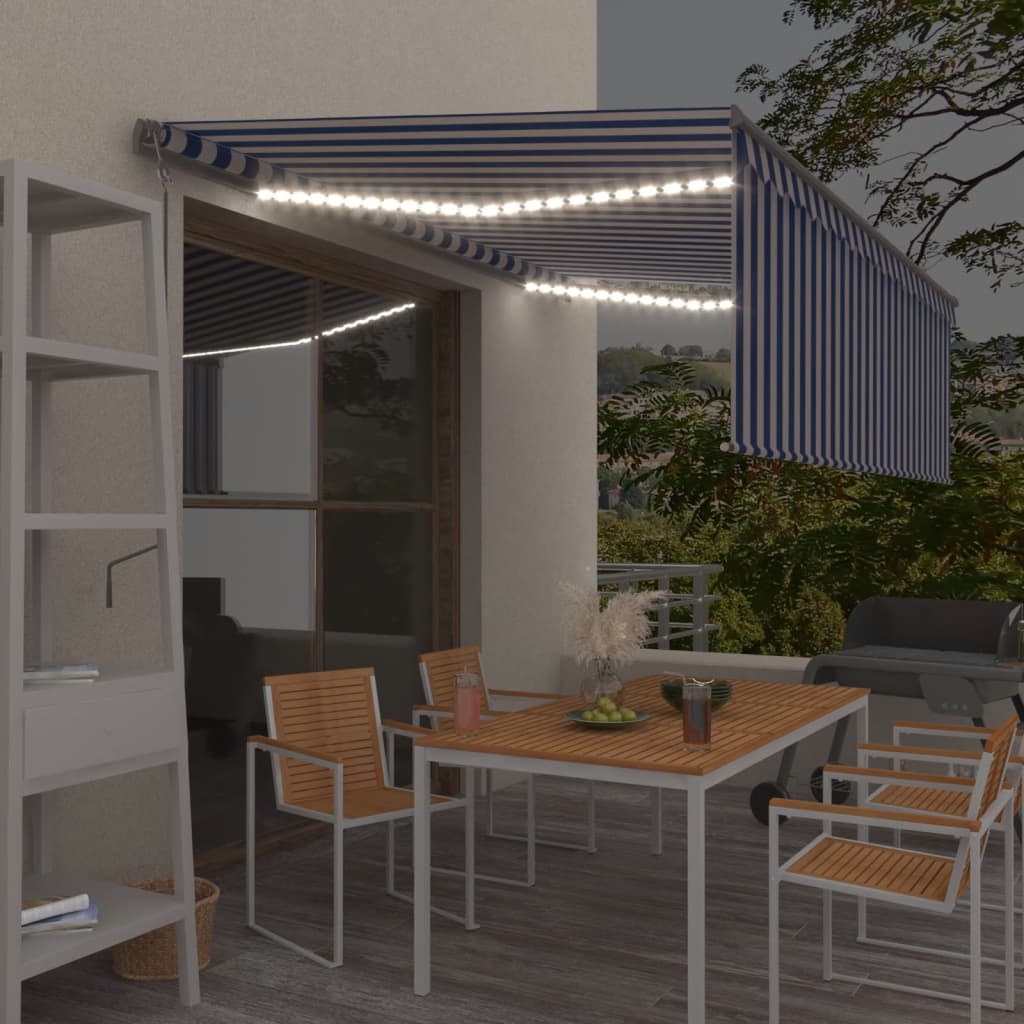 vidaXL Τέντα Αυτόματη με Σκίαστρο/LED/Αισθ. Ανέμου Μπλε/Λευκό 4 vidaXL Τέντα Αυτόματη με Σκίαστρο/LED/Αισθ. Ανέμου Μπλε/Λευκό 4