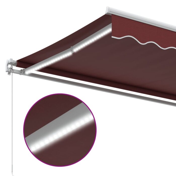 Τέντα Πτυσσόμενη Χειροκίνητη με LED Μπορντό 300x250 εκ. - Image 7