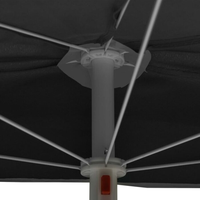 Ομπρέλα Κήπου Μισή με Ιστό Ανθρακί 180 x 90 εκ. - Image 7