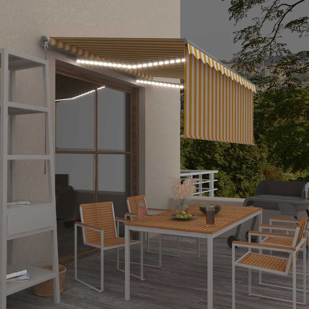 vidaXL Τέντα Συρόμενη Χειροκ. με Σκίαστρο&LED Κίτρινο/Λευκό 3 vidaXL Τέντα Συρόμενη Χειροκ. με Σκίαστρο&LED Κίτρινο/Λευκό 3