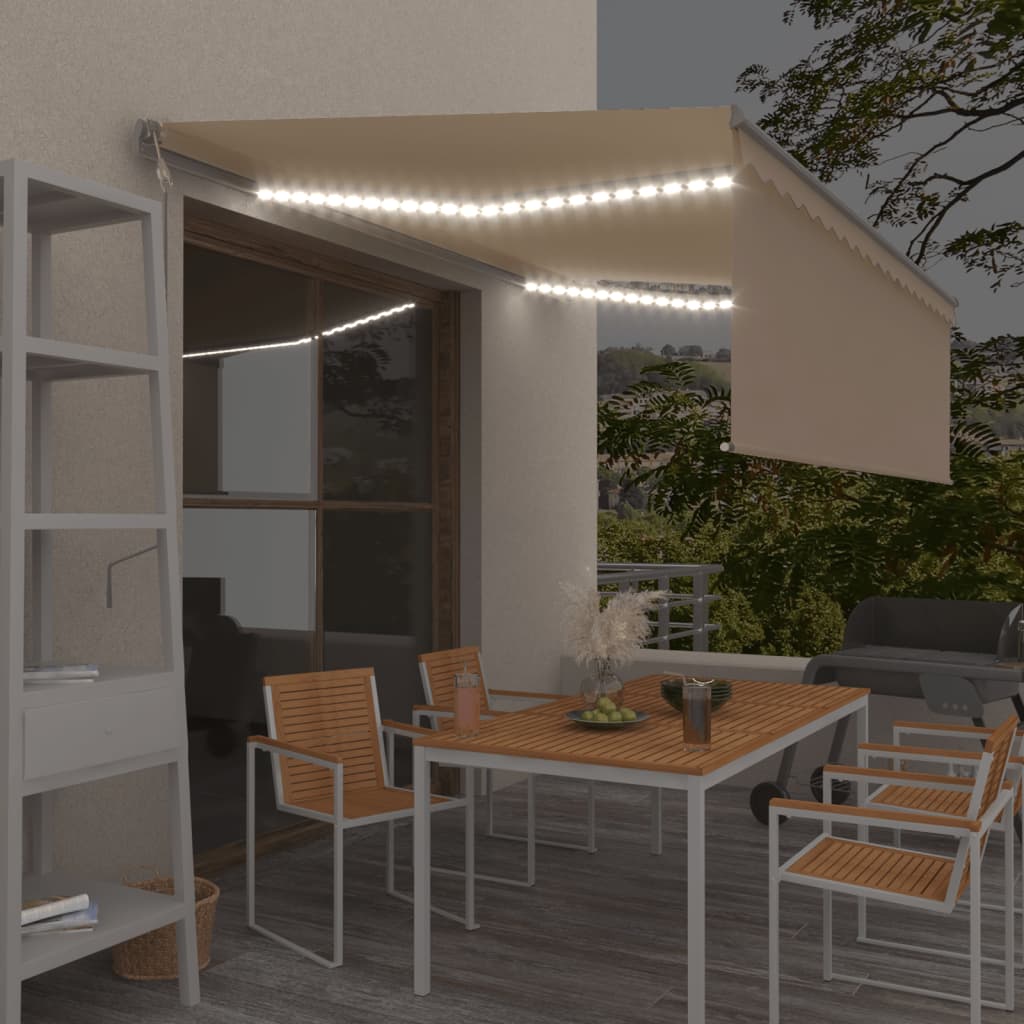 vidaXL Τέντα Αυτόματη με Σκίαστρο/LED/Αισθητήρα Ανέμου Κρεμ 4x3 μ. vidaXL Τέντα Αυτόματη με Σκίαστρο/LED/Αισθητήρα Ανέμου Κρεμ 4x3 μ.