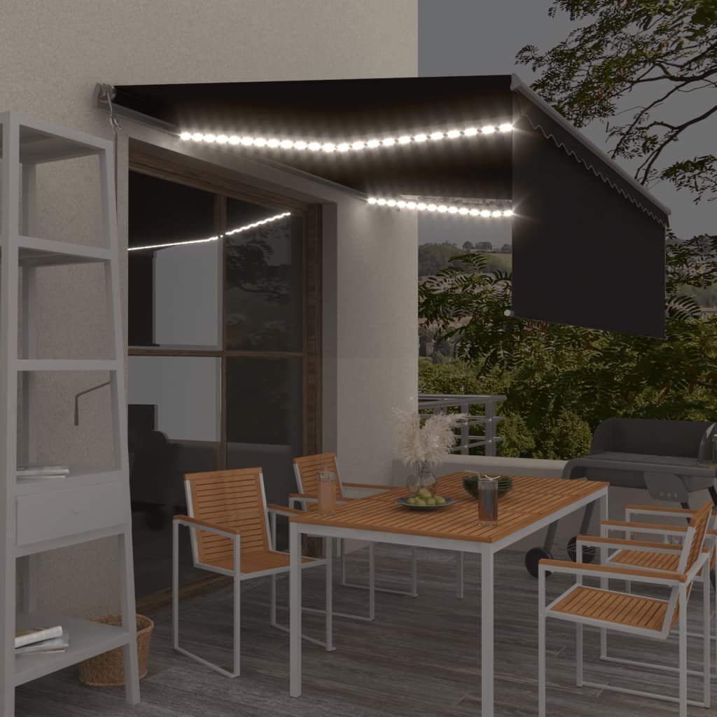vidaXL Τέντα Αυτόματη με Σκίαστρο/LED/Αισθ. Ανέμου Ανθρακί 4 vidaXL Τέντα Αυτόματη με Σκίαστρο/LED/Αισθ. Ανέμου Ανθρακί 4