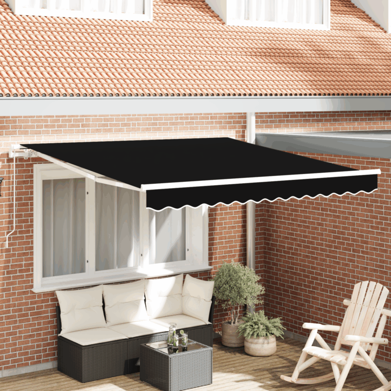 vidaXL Μηχανική Ανασυρόμενη Τέντα Μαύρη 350x250 εκ.