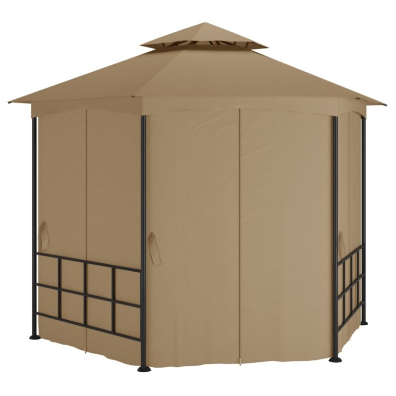 vidaXL Κιόσκι με Πλευρικά Τοιχώματα Taupe 3