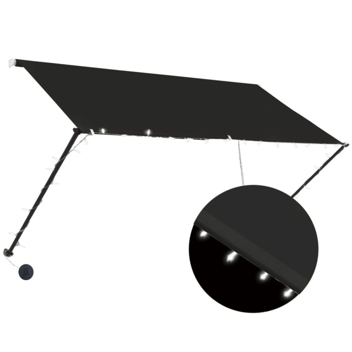 Τέντα Συρόμενη με LED Ανθρακί 250 x 150 εκ. - Image 2