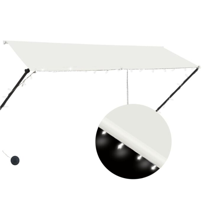 Τέντα Συρόμενη με LED Κρεμ 300 x 150 εκ. - Image 2