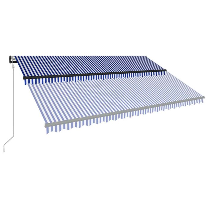 Τέντα με Αισθητήρα Ανέμου & LED Μπλε / Λευκή 500 x 300 εκ. - Image 4
