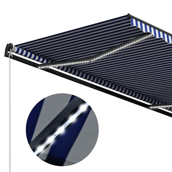 Τέντα με Αισθητήρα Ανέμου & LED Μπλε / Λευκή 500 x 300 εκ. - Image 6