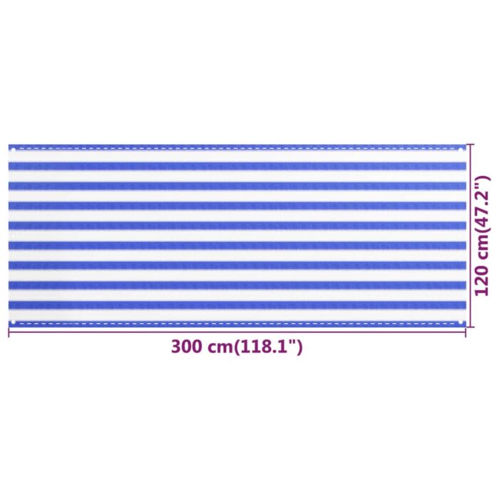 Διαχωριστικό Βεράντας Μπλε / Λευκό 120x300 εκ. από HDPE - Image 5
