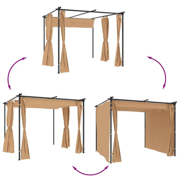 Κιόσκι με Κουρτίνες Taupe 3 x 3 μ. Ατσάλινο - Image 7
