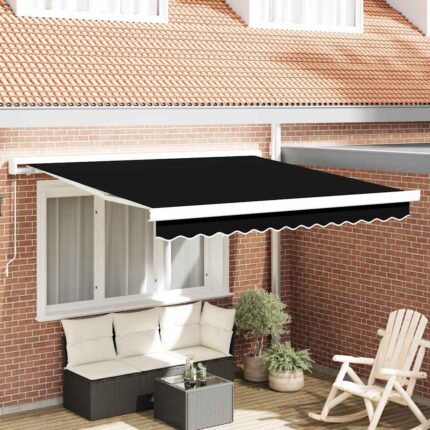 vidaXL Μηχανικό Πτυσσόμενο Καΐνι Μαύρο 350 x 250 εκ
