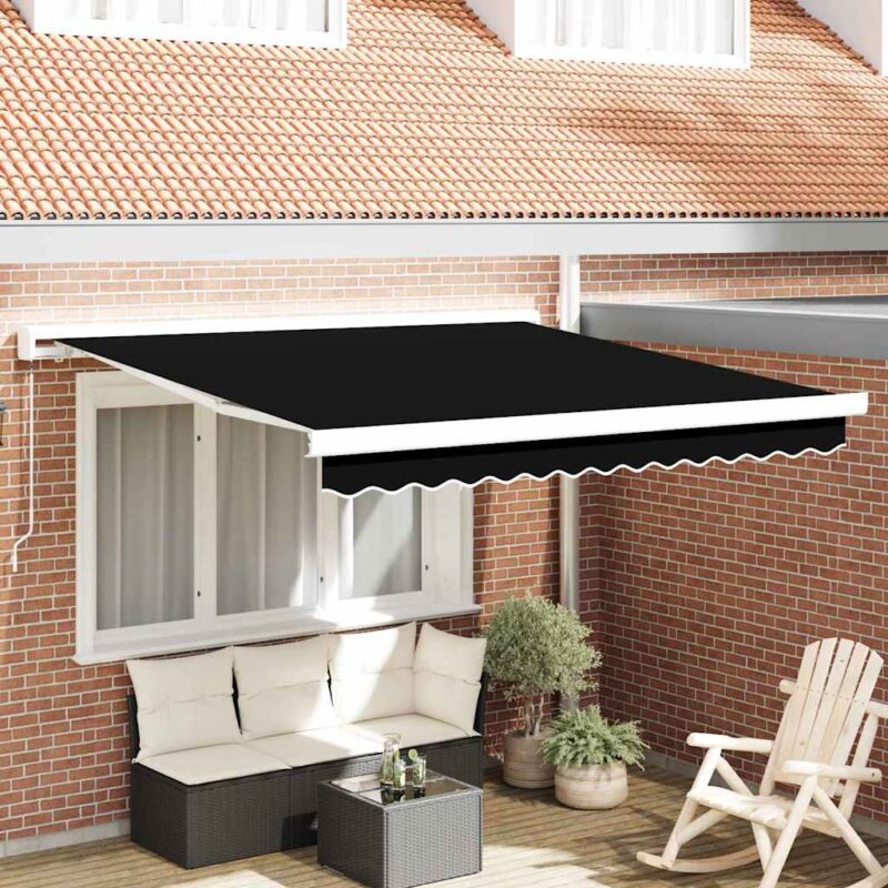vidaXL Μηχανικό Πτυσσόμενο Καΐνι Μαύρο 350 x 250 εκ