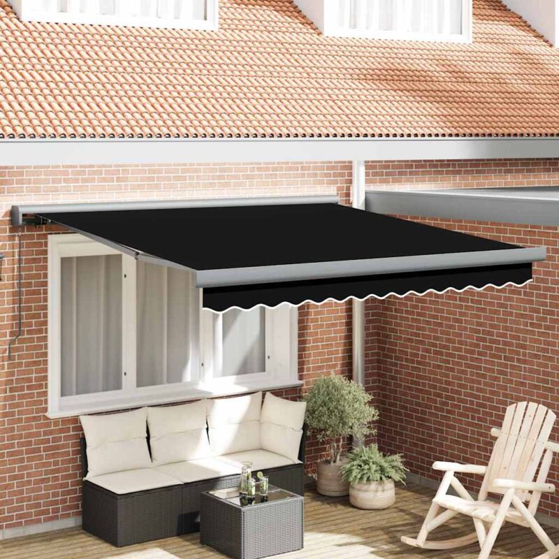 vidaXL Χειροκίνητη ανακλινόμενη τέντα Μαύρη 350 x 250 εκ.