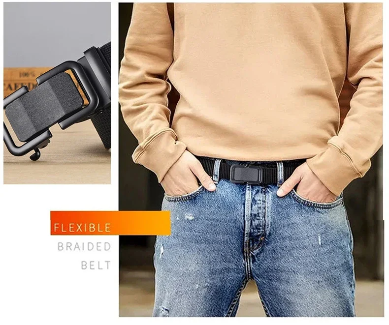 Men's and women's nylon webbing tactical military casual designer canvas jeans belt high-quality military belt automatic buckle