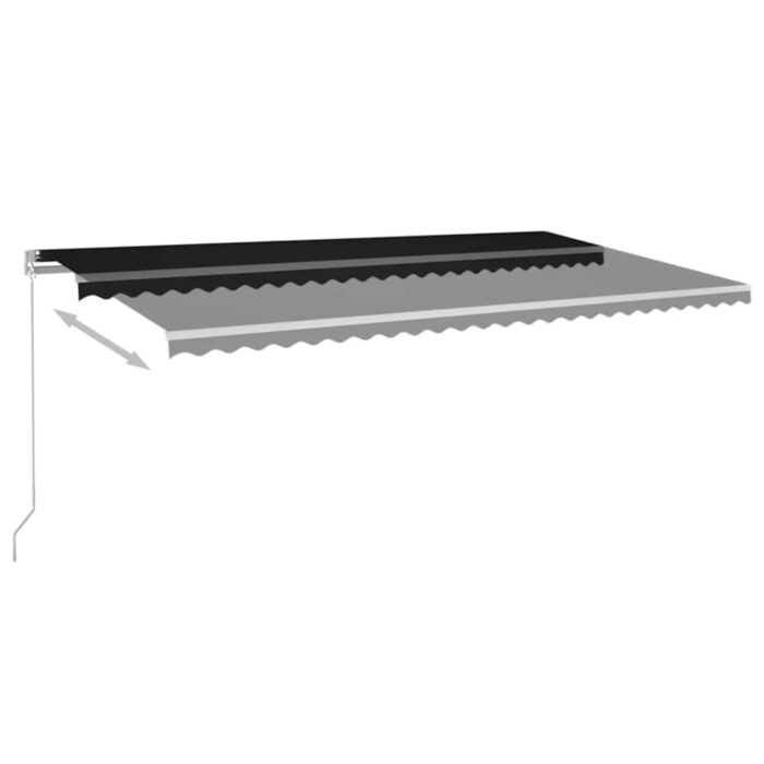 Τέντα Συρόμενη Χειροκίνητη με LED Ανθρακί 600 x 300 εκ. - Image 4