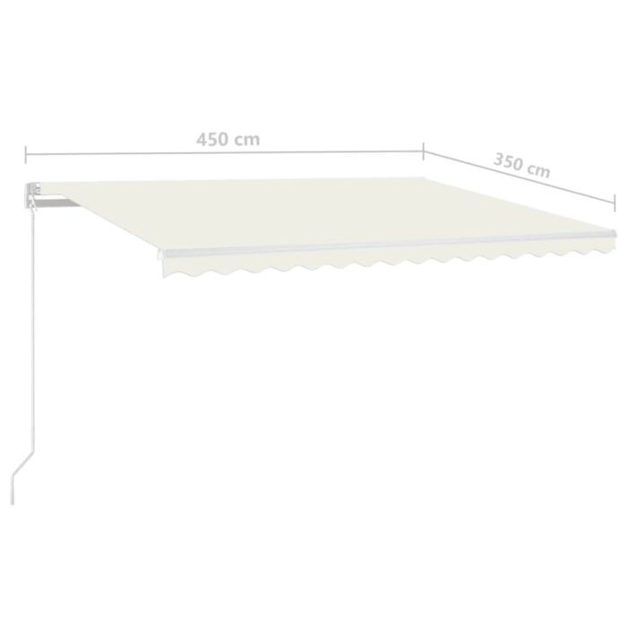 Τέντα Συρόμενη Χειροκίνητη με LED Κρεμ 450 x 350 εκ. - Image 7