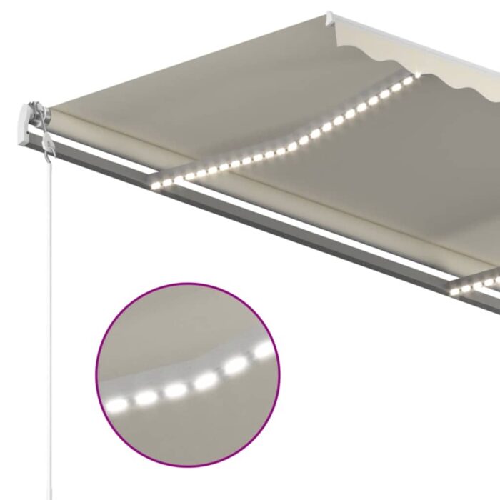 Τέντα Αυτόματη με LED & Αισθητήρα Ανέμου Κρεμ 450 x 350 εκ. - Image 5