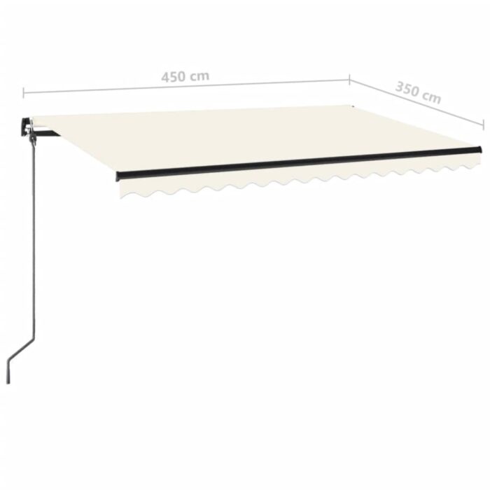 Τέντα Συρόμενη Χειροκίνητη με LED Κρεμ 450 x 350 εκ. - Image 7