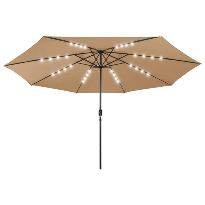 Ομπρέλα Κήπου με LED Taupe 400 εκ. με Μεταλλικό Ιστό - Image 2