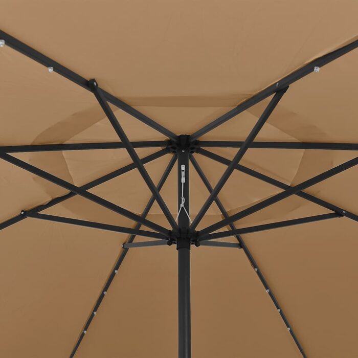 Ομπρέλα Κήπου με LED Taupe 400 εκ. με Μεταλλικό Ιστό - Image 4