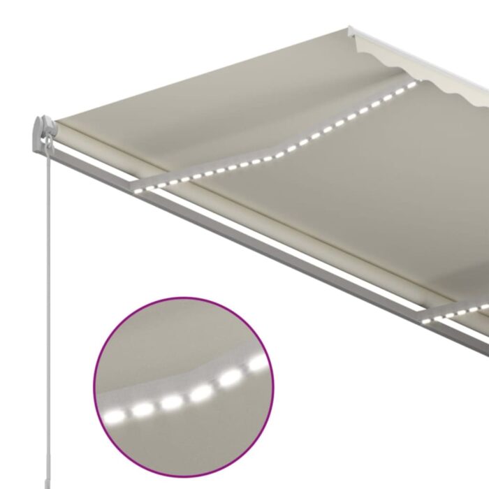 Τέντα Συρόμενη Χειροκίνητη με LED Κρεμ 350 x 250 εκ. - Image 5