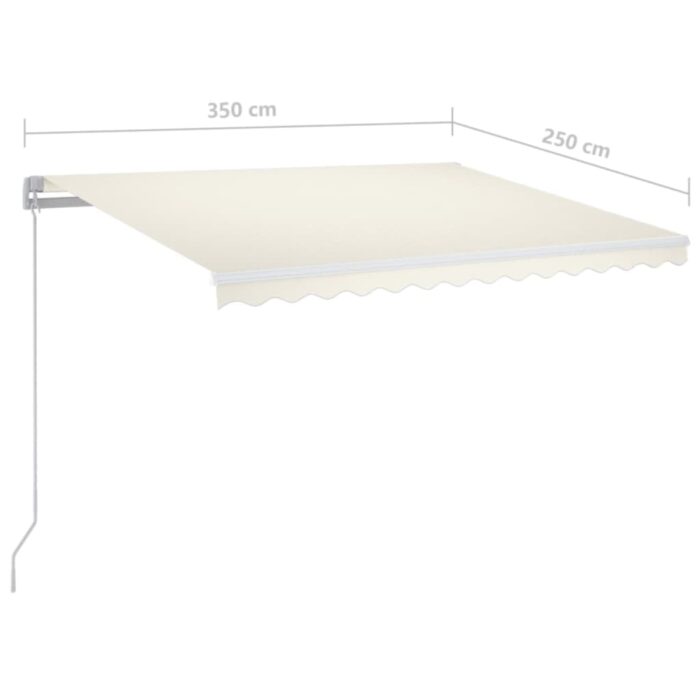 Τέντα Συρόμενη Χειροκίνητη με LED Κρεμ 350 x 250 εκ. - Image 7