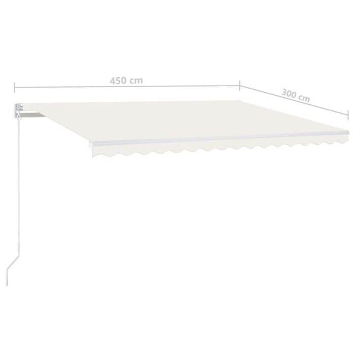 Τέντα Συρόμενη Χειροκίνητη με LED Κρεμ 450 x 300 εκ. - Image 7