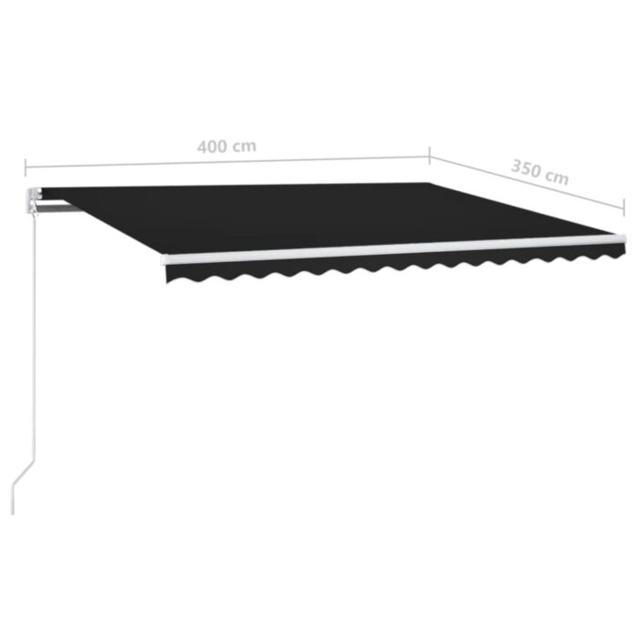 Τέντα Συρόμενη Χειροκίνητη με LED Ανθρακί 400 x 350 εκ. - Image 7