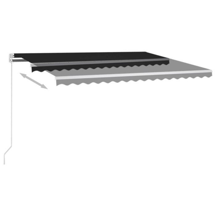 Τέντα Συρόμενη Χειροκίνητη με LED Ανθρακί 450 x 350 εκ. - Image 3