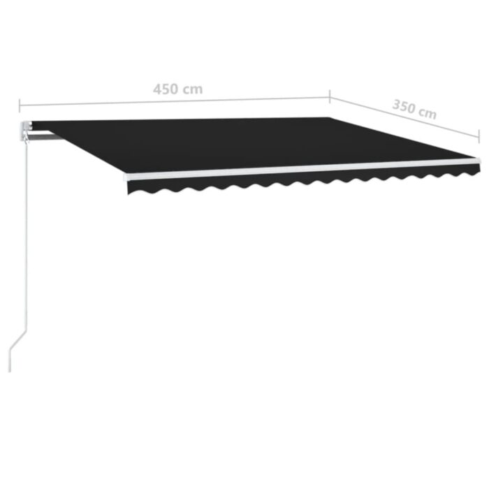 Τέντα Συρόμενη Χειροκίνητη με LED Ανθρακί 450 x 350 εκ. - Image 7