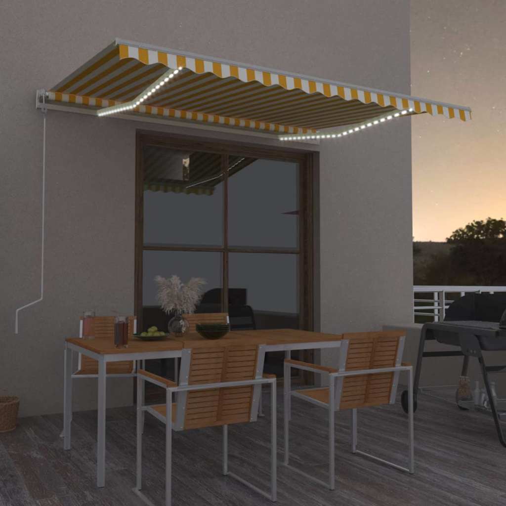 vidaXL Τέντα Αυτόματη με LED & Αισθ. Ανέμου Κίτρινο/Λευκό 450x350 εκ. vidaXL Τέντα Αυτόματη με LED & Αισθ. Ανέμου Κίτρινο/Λευκό 450x350 εκ.
