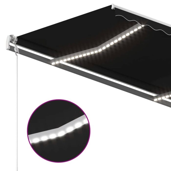 Τέντα Αυτόματη με LED & Αισθητήρα Ανέμου Ανθρακί 450 x 350 εκ. - Image 5
