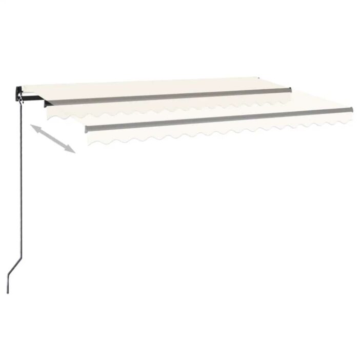 Τέντα Συρόμενη Χειροκίνητη με LED Κρεμ 450 x 300 εκ. - Image 3