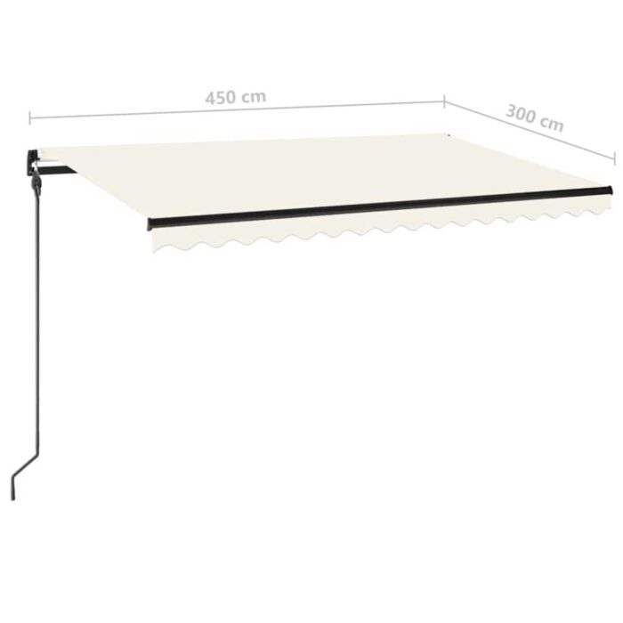 Τέντα Συρόμενη Χειροκίνητη με LED Κρεμ 450 x 300 εκ. - Image 7