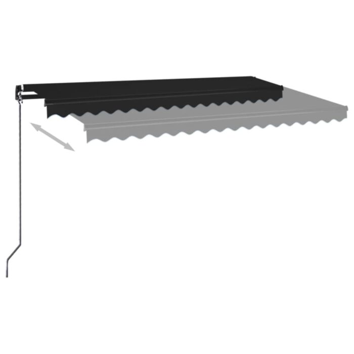 Τέντα Συρόμενη Χειροκίνητη με LED Ανθρακί 400 x 350 εκ. - Image 3