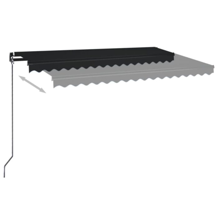 Τέντα Συρόμενη Χειροκίνητη με LED Ανθρακί 450 x 350 εκ. - Image 3