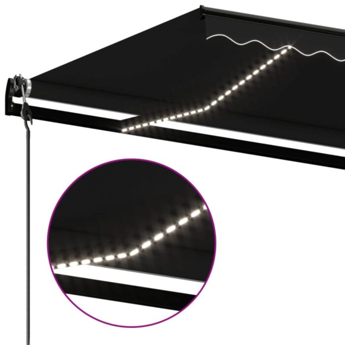 Τέντα Αυτόματη με LED & Αισθητήρα Ανέμου Ανθρακί 450 x 350 εκ. - Image 5