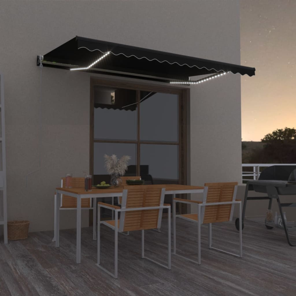 vidaXL Τέντα Αυτόματη με LED & Αισθητήρα Ανέμου Ανθρακί 450 x 350 εκ. vidaXL Τέντα Αυτόματη με LED & Αισθητήρα Ανέμου Ανθρακί 450 x 350 εκ.