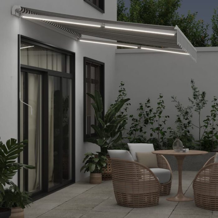 Τέντα Πτυσσόμενη Χειροκίνητη με LED Ανθρακί / Λευκή 350x250 εκ. - Image 3